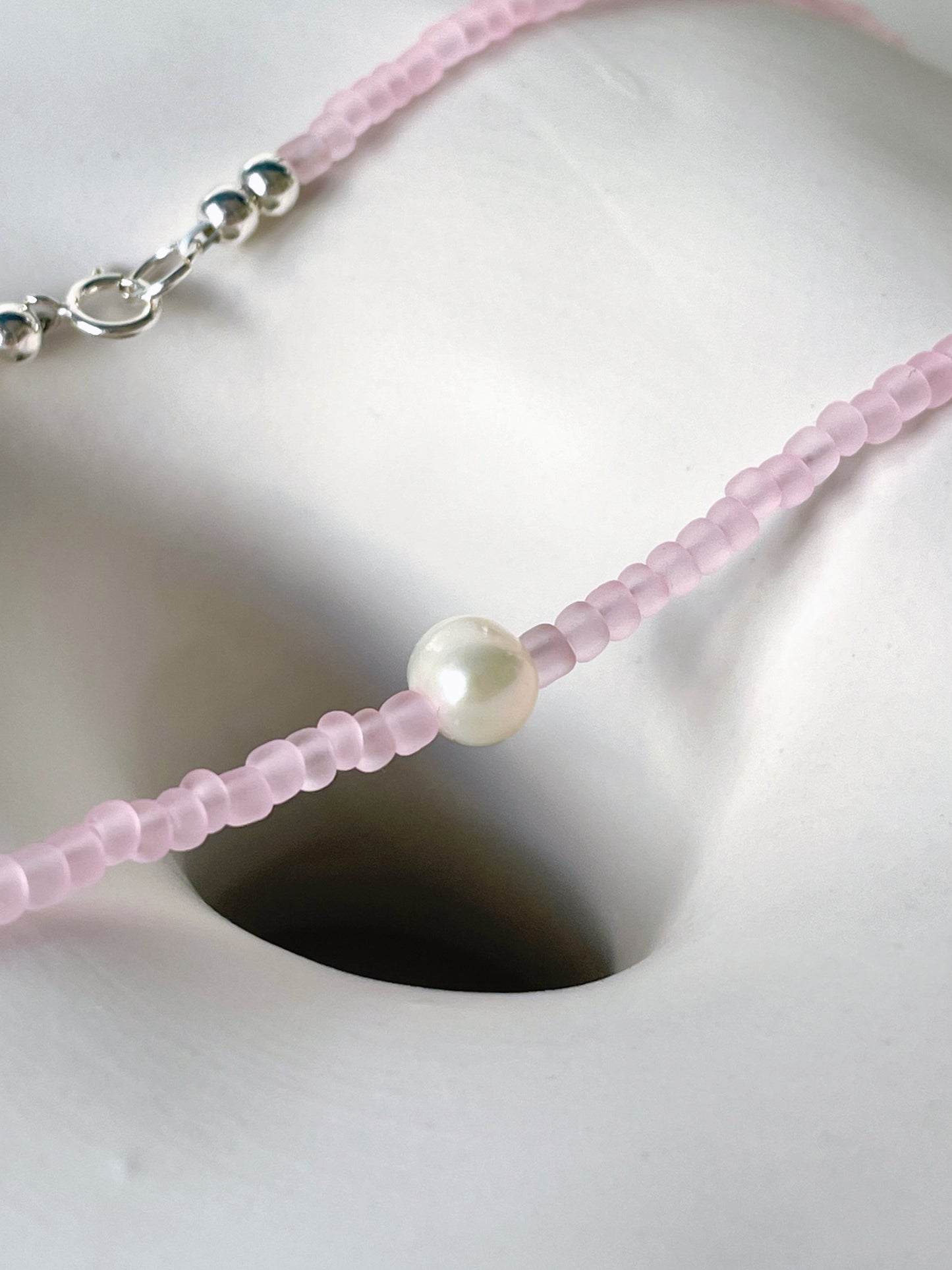 Pink Beaded Pearl Necklace