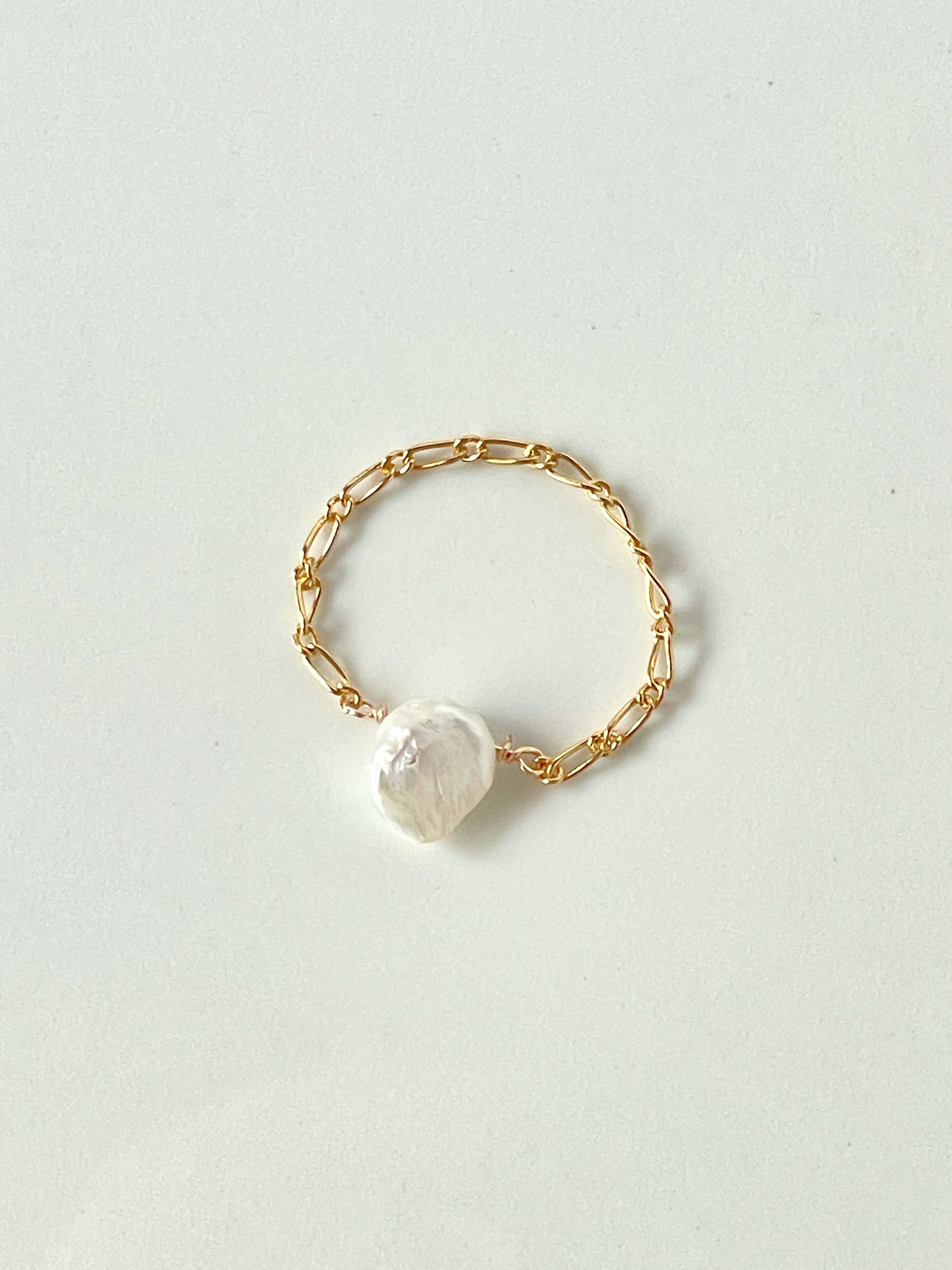 Keshi Pearl Gold Chain Ring