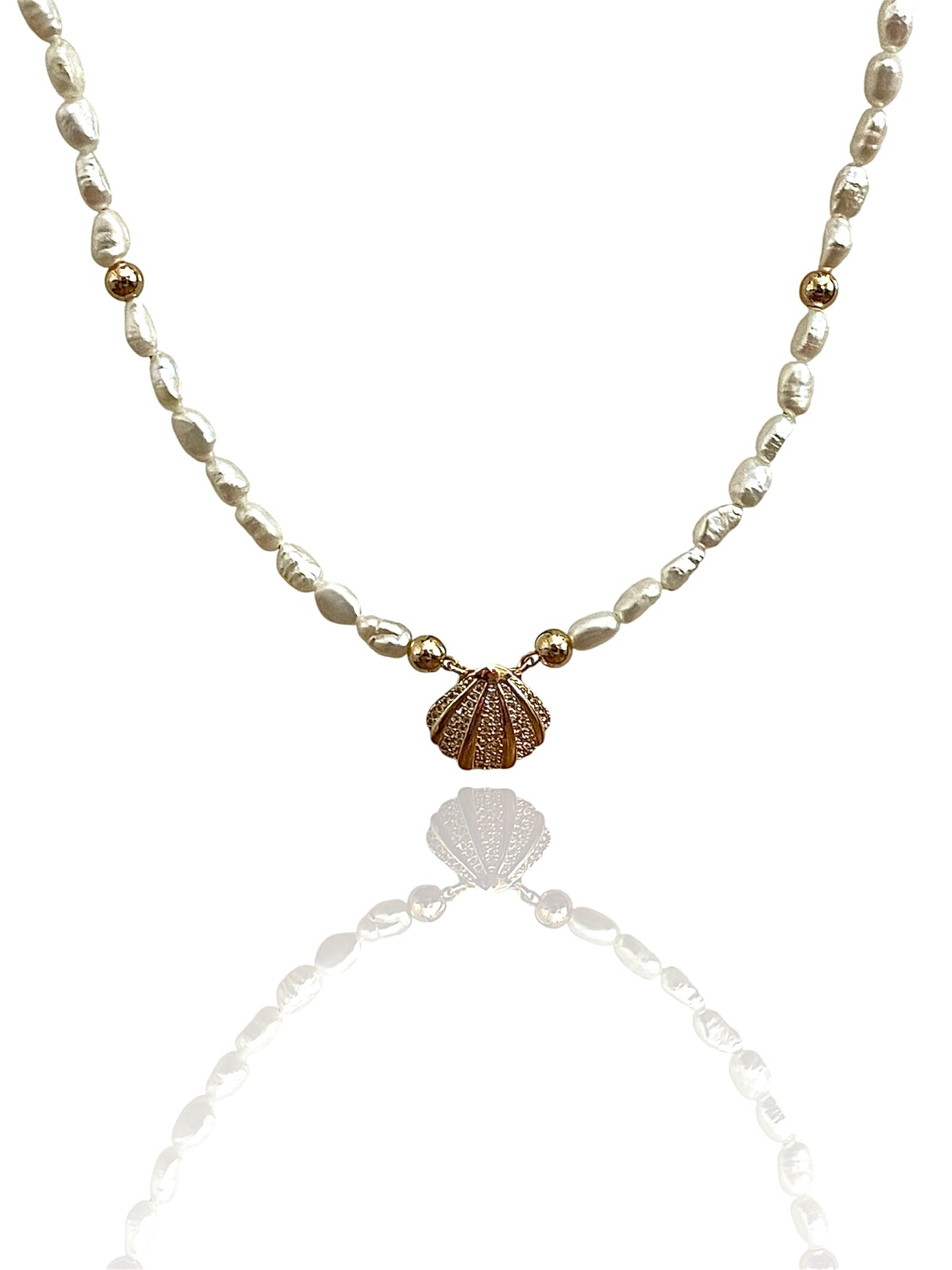 Gold Dipped Shell & Pearl Necklace