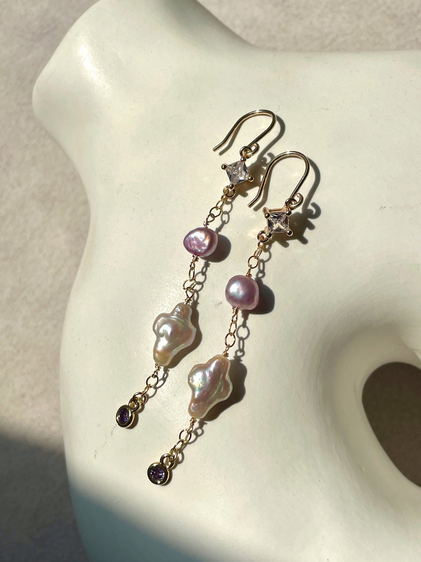 Gemstone Pearl Earrings