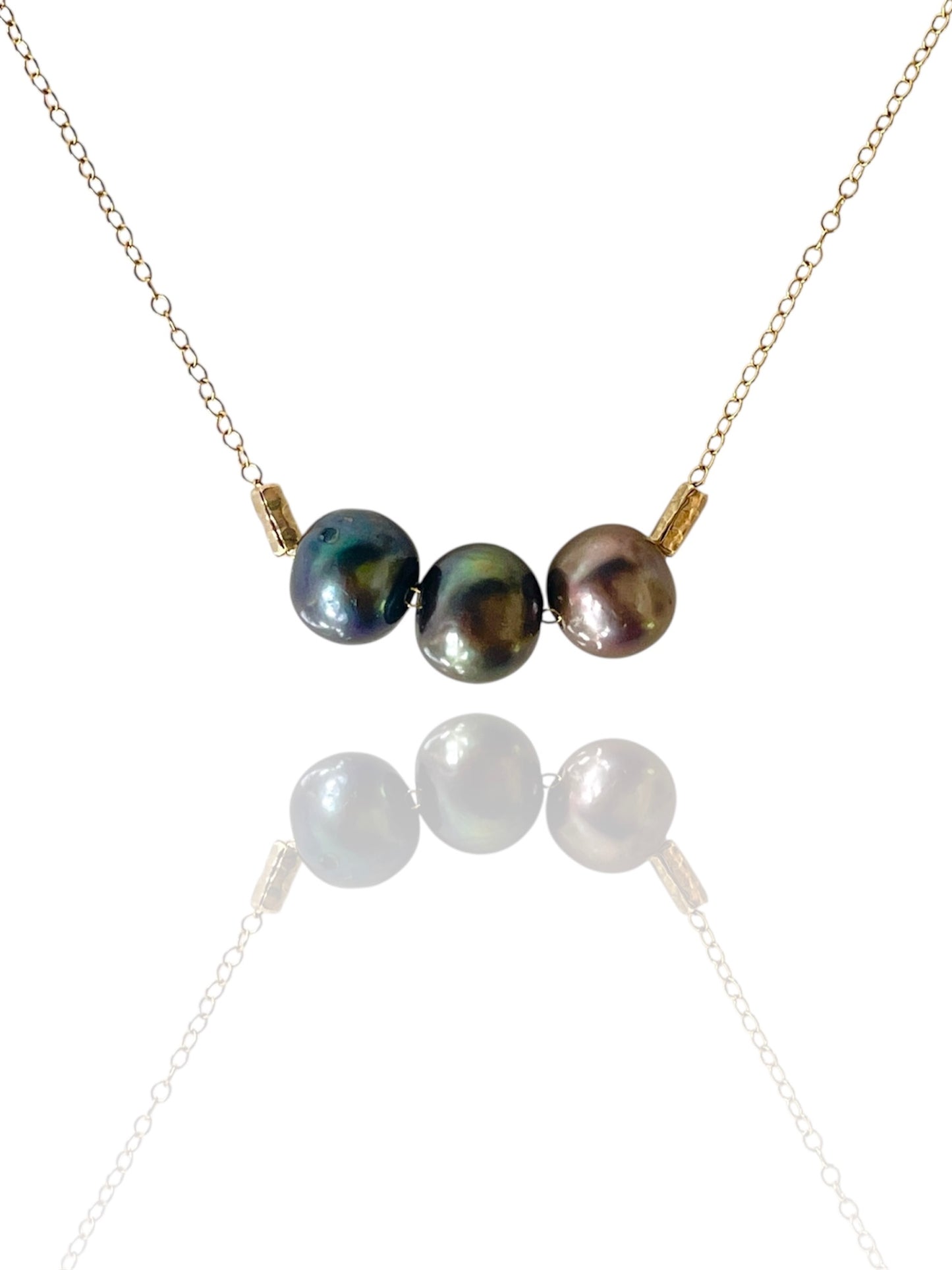 Triple Blue Pearl Necklace