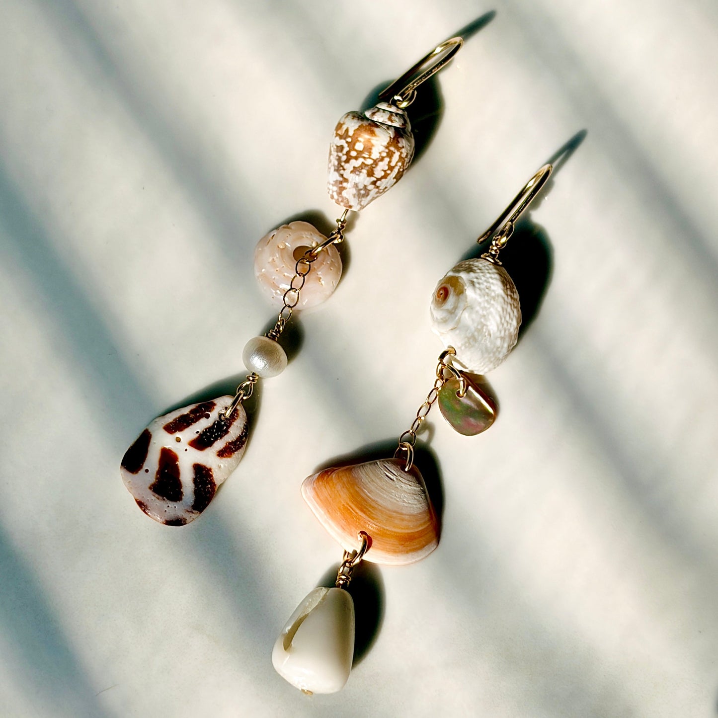 Asymmetrical Sea Shell Earrings