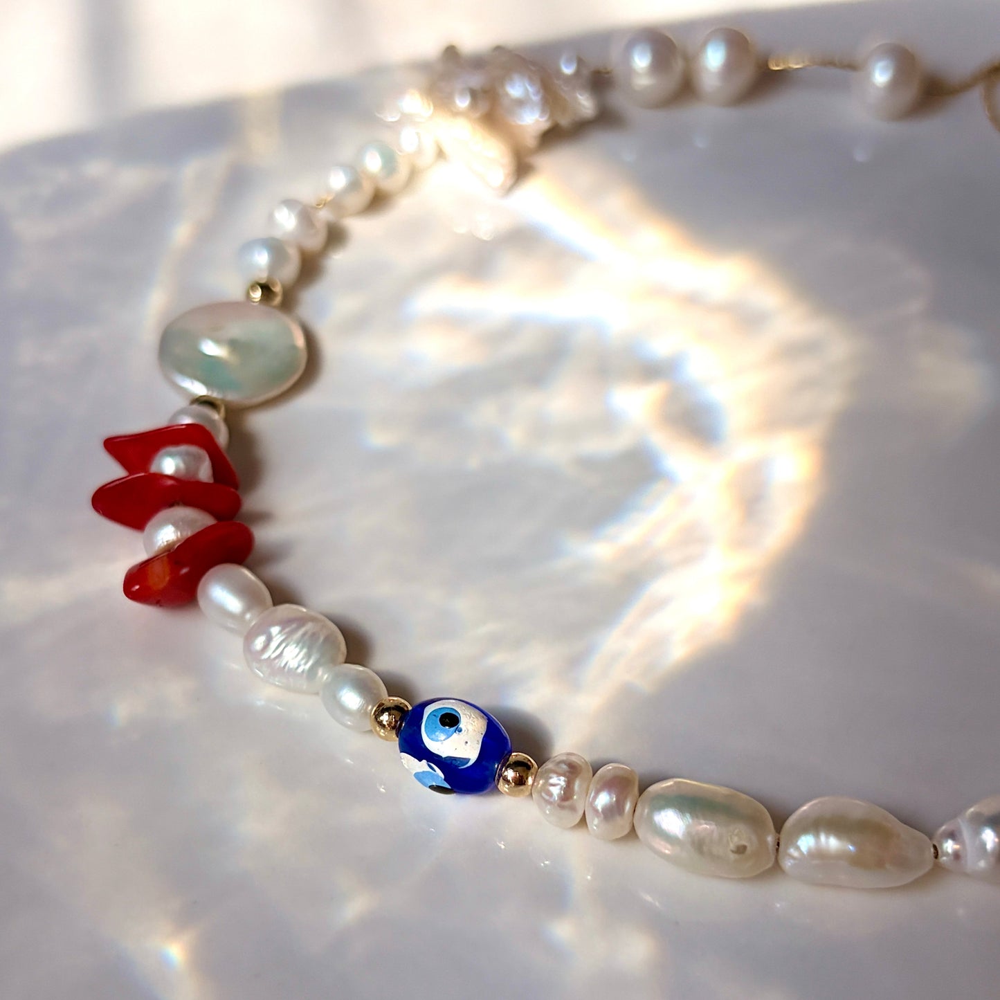 Evil Eye Pearl Necklace