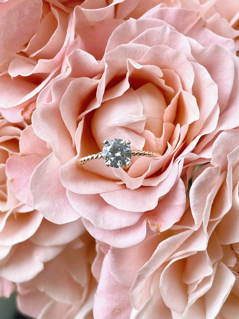 Gold-Filled Twist Band Ring Cubic Zirconia – Dainty Engagement or Travel Ring