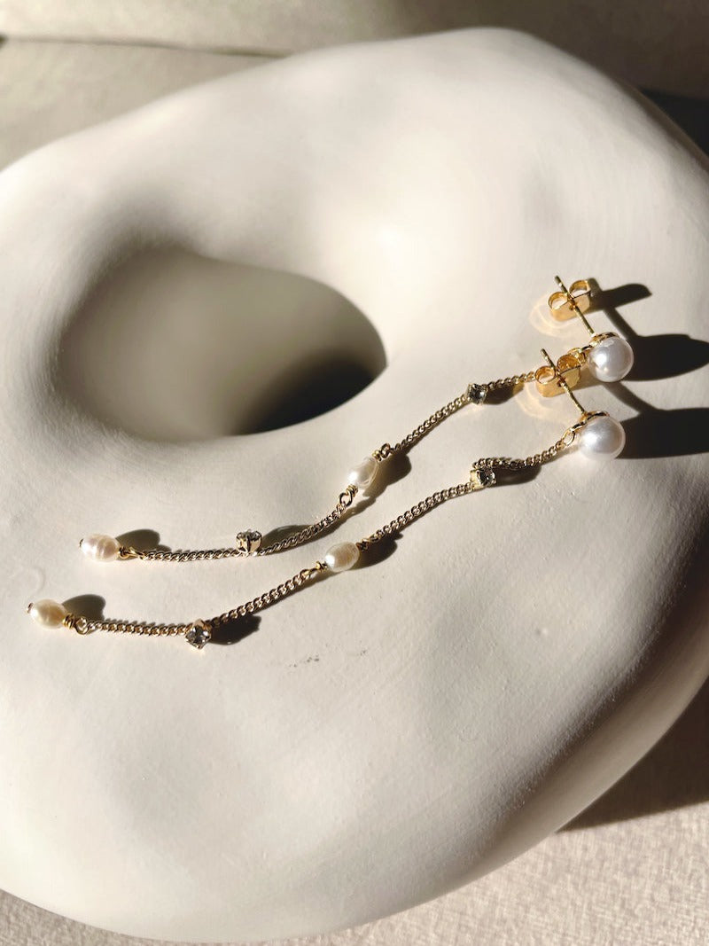 CZ Pearl Drop Earrings