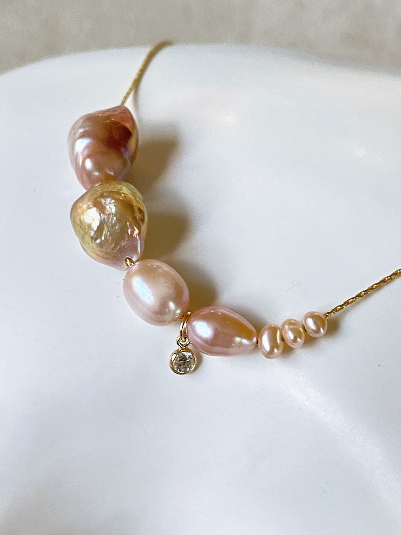 Baroque Pink Drop Pearl Necklace
