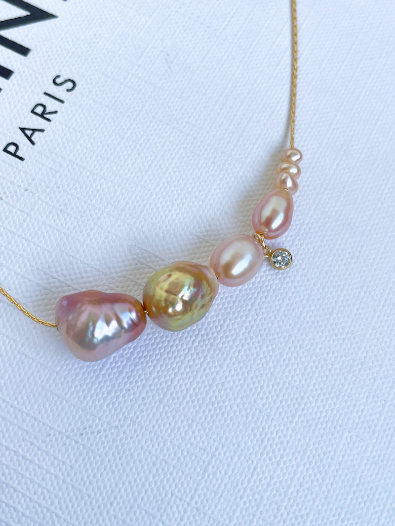 Baroque Pink Drop Pearl Necklace