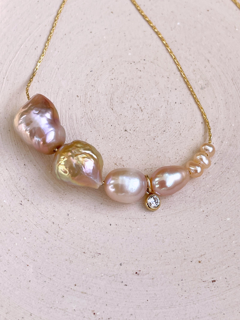 Baroque Pink Drop Pearl Necklace