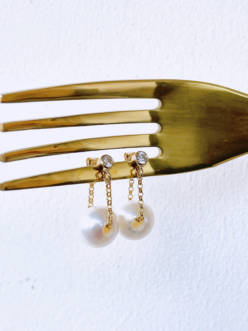 Baby Pearl Chain Earrings
