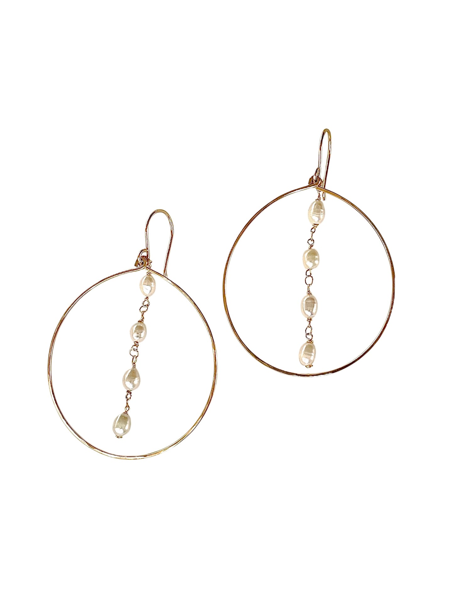 Gold Filled Pearl Hoops