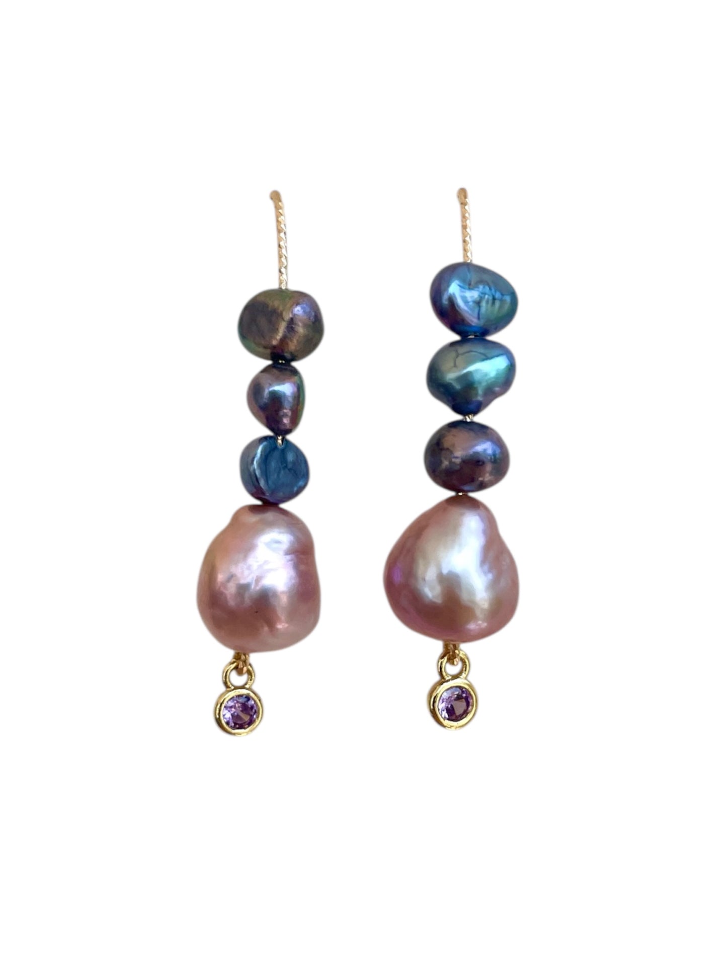 Gold Marquise Baroque Pearl Earrings