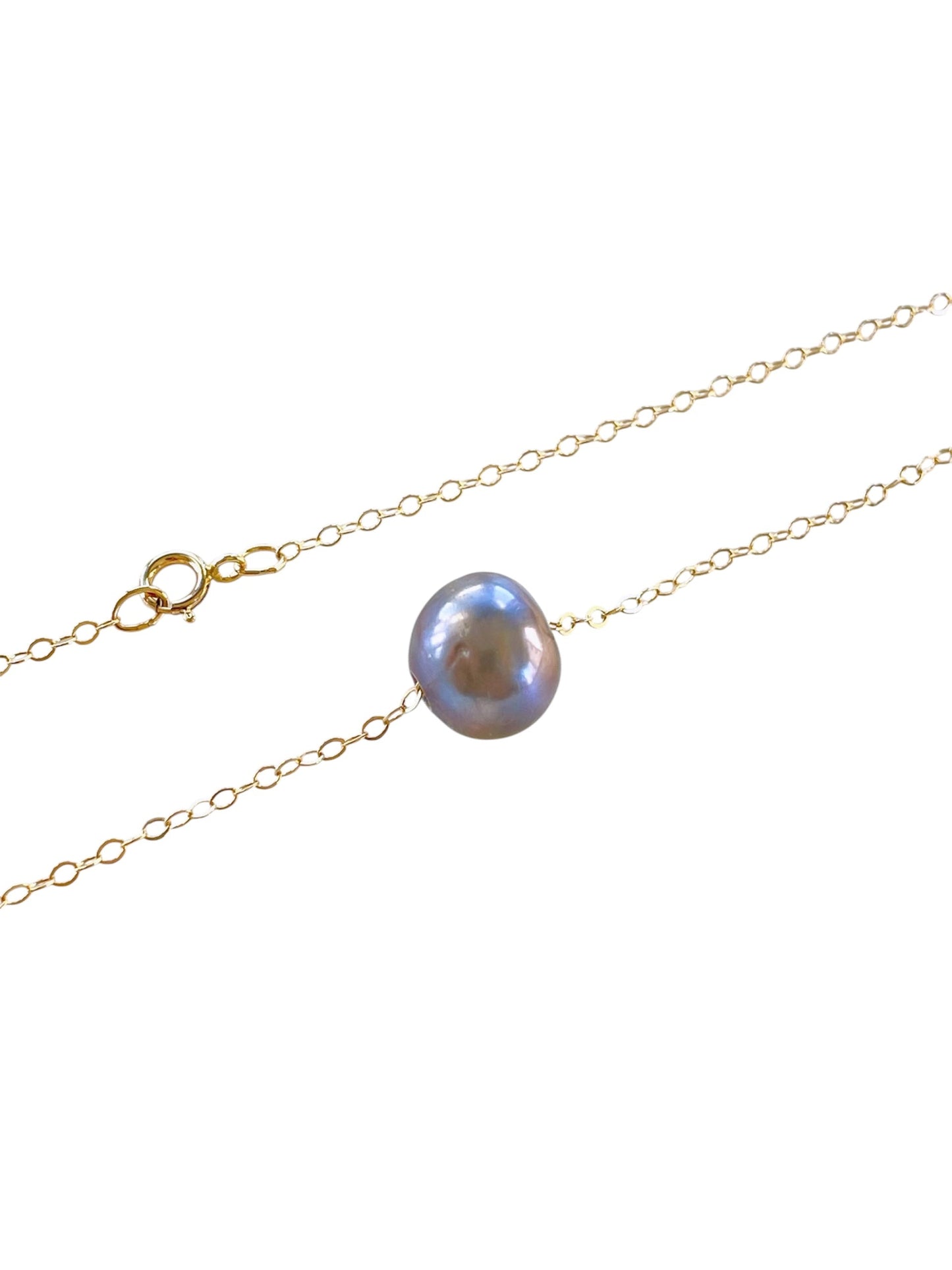Single Pearl Necklace Blue