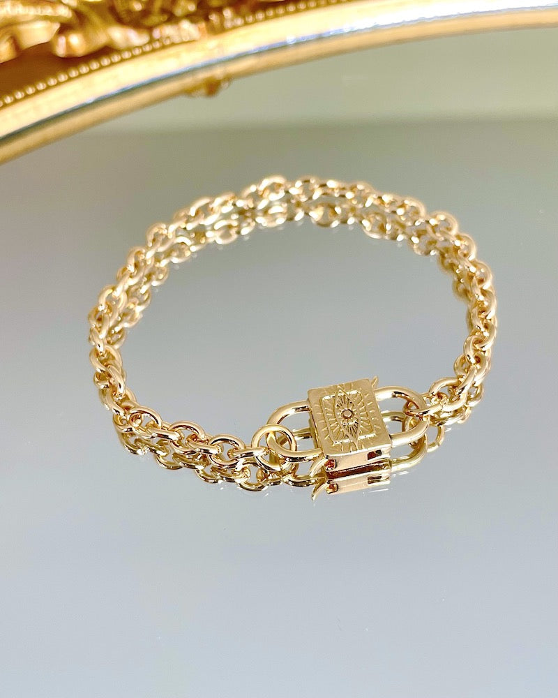 Gold Padlock Evil Eye Bracelet