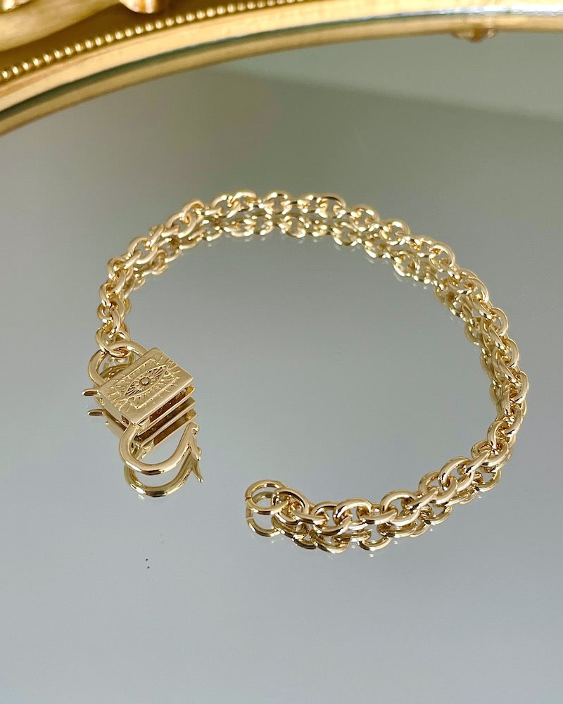 Gold Padlock Evil Eye Bracelet
