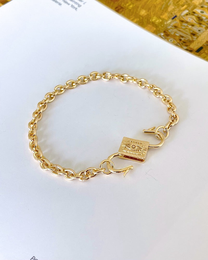 Gold Padlock Evil Eye Bracelet