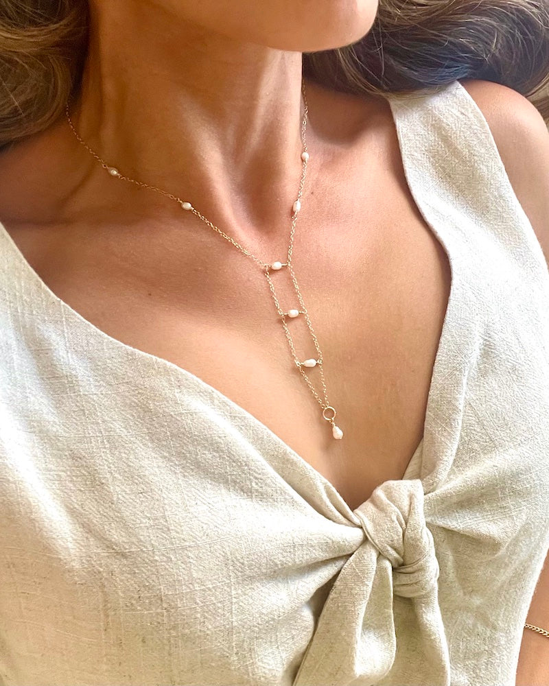 pearl lariat necklace