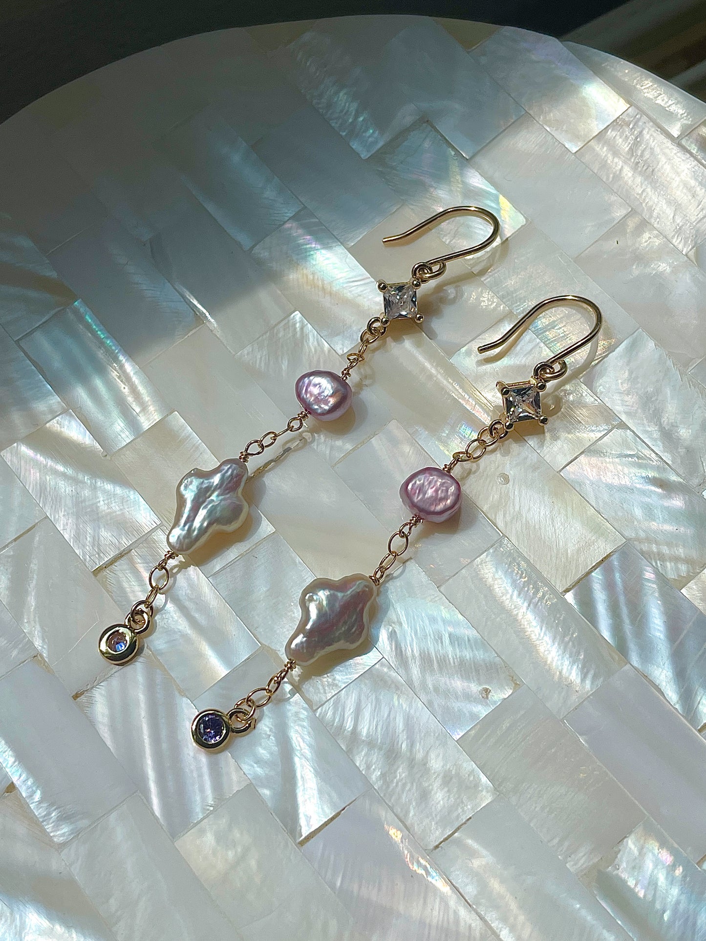 Gemstone Pearl Earrings