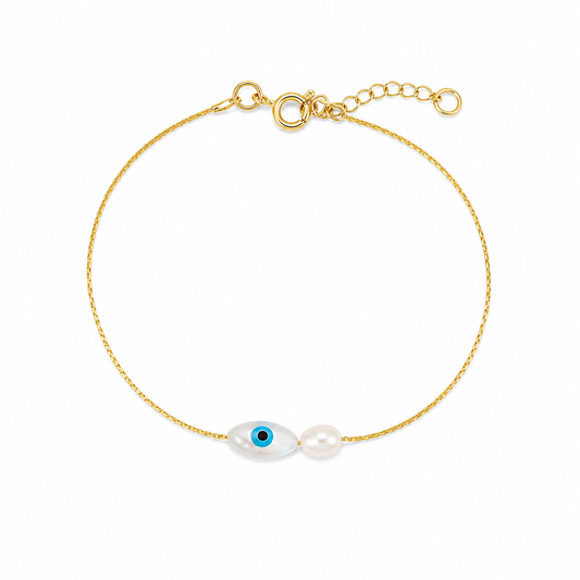 Evil Eye Pearl Bracelet