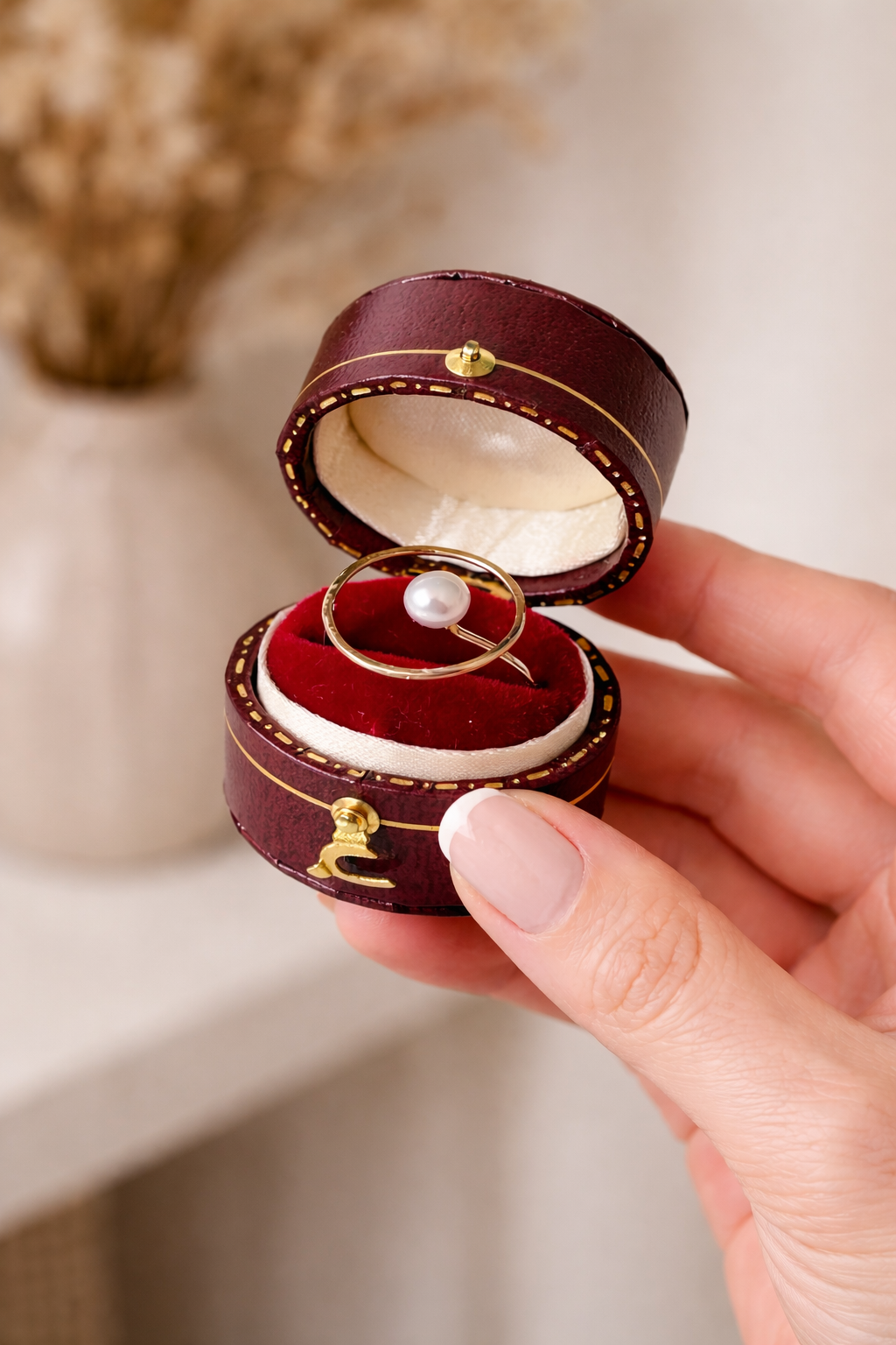 Gold Orbit Freshwater Pearl Ring – Minimalist Statement Ring for Women