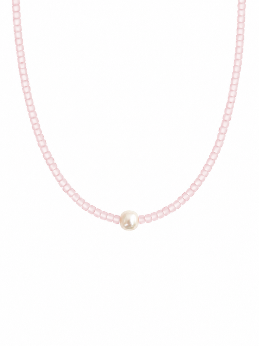 Pink Beaded Pearl Necklace
