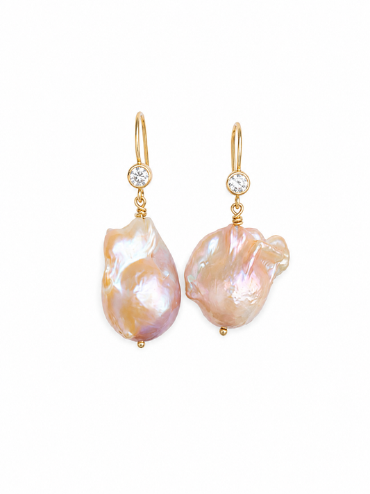 Irregular Fireball Pearl Earrings