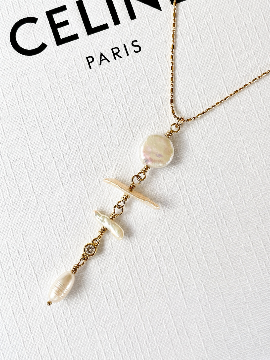 Biwa & Coin Pearl Drop Necklace