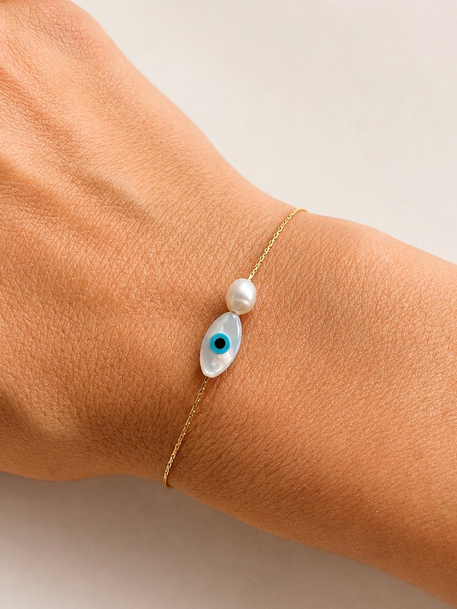 Evil Eye Pearl Bracelet