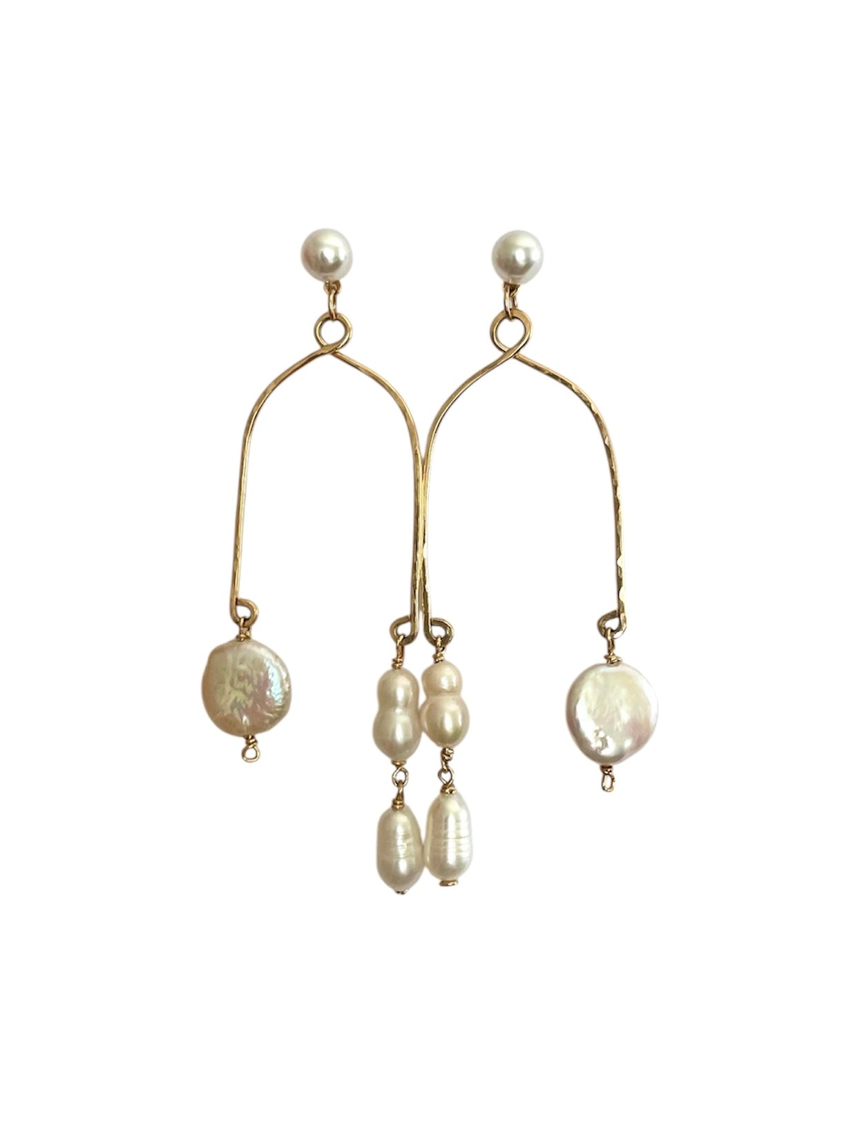 Arch Gold Pearl Earrings