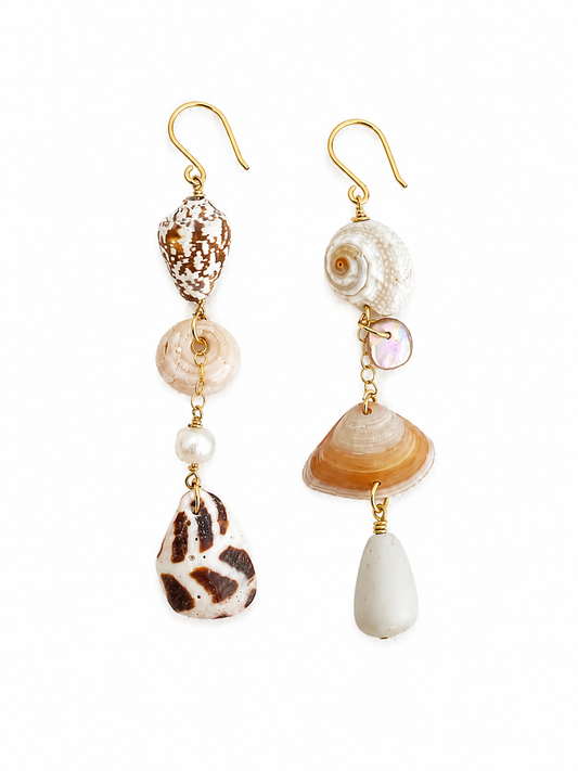 Asymmetrical Sea Shell Earrings
