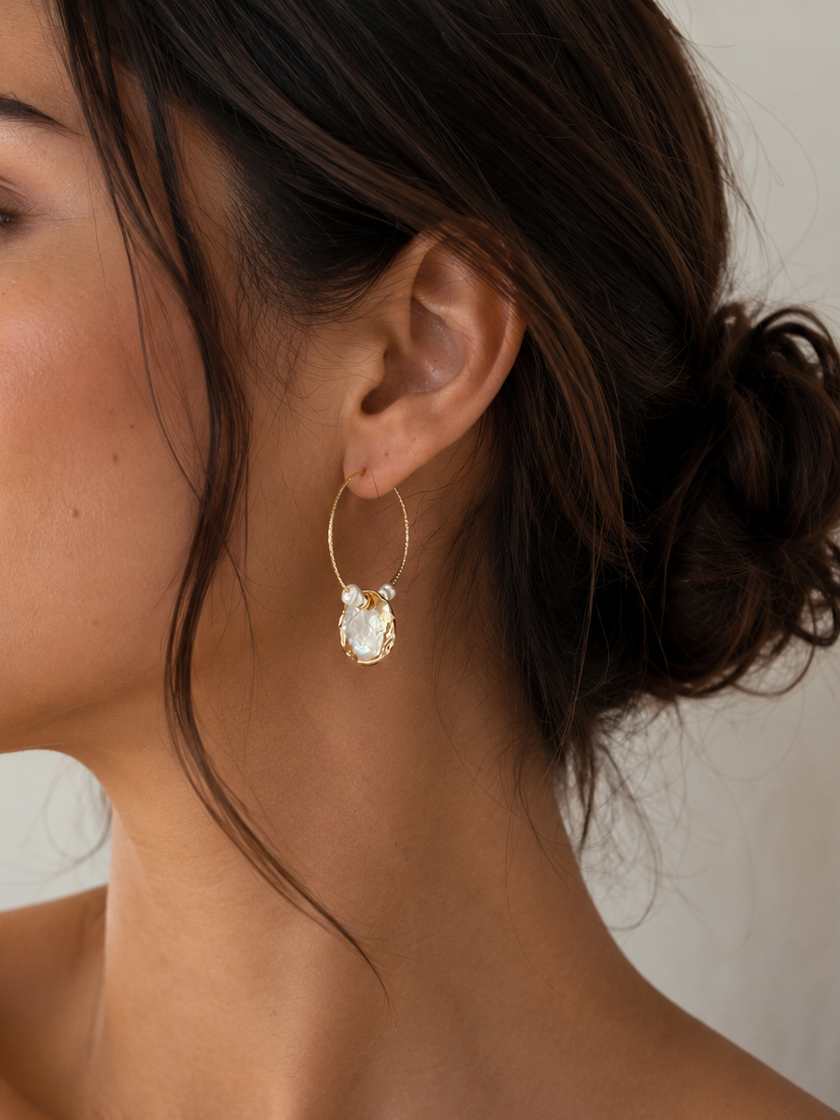 Keshi Pearl Hoops