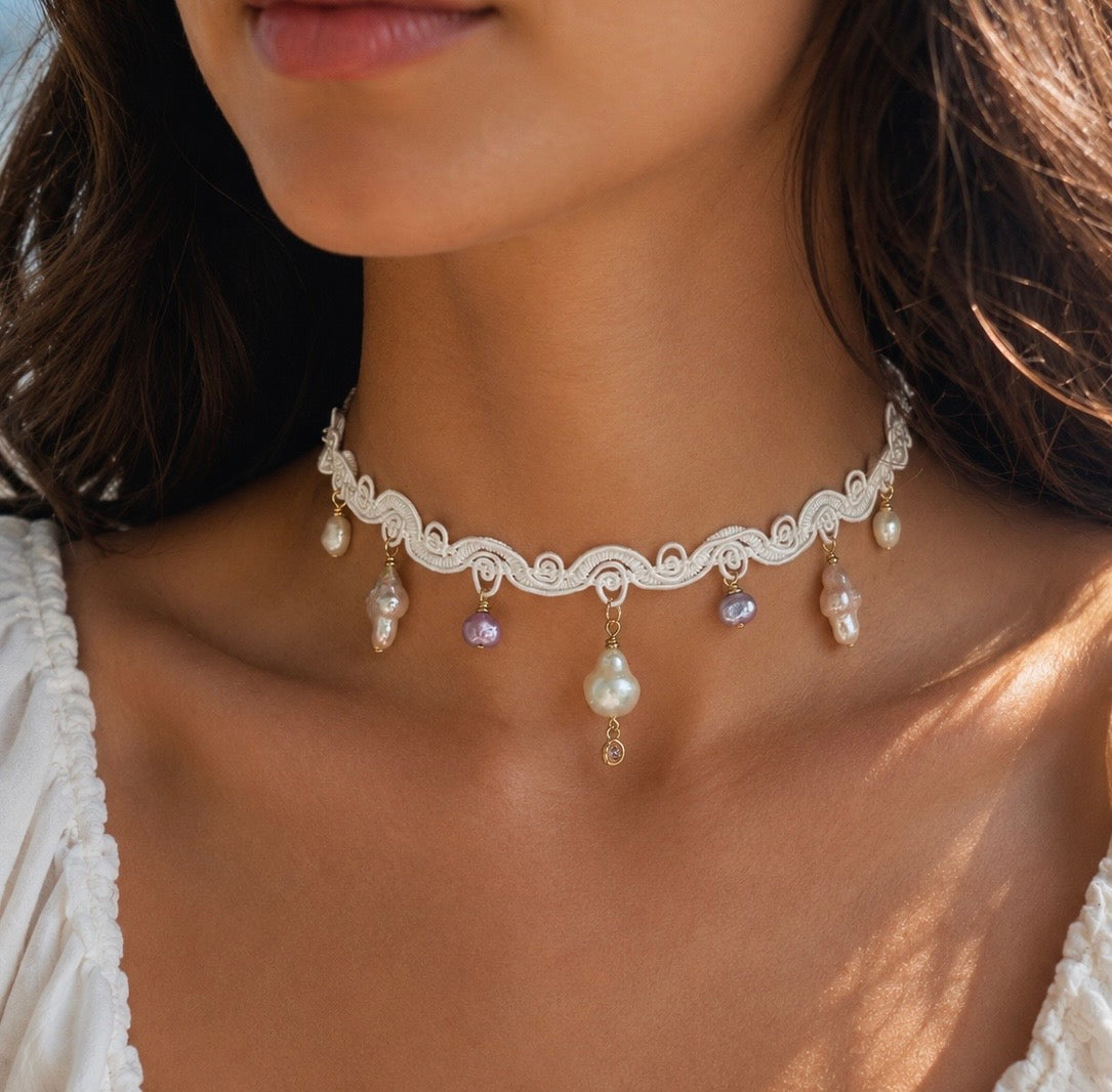 Pearl Charm Choker Necklace