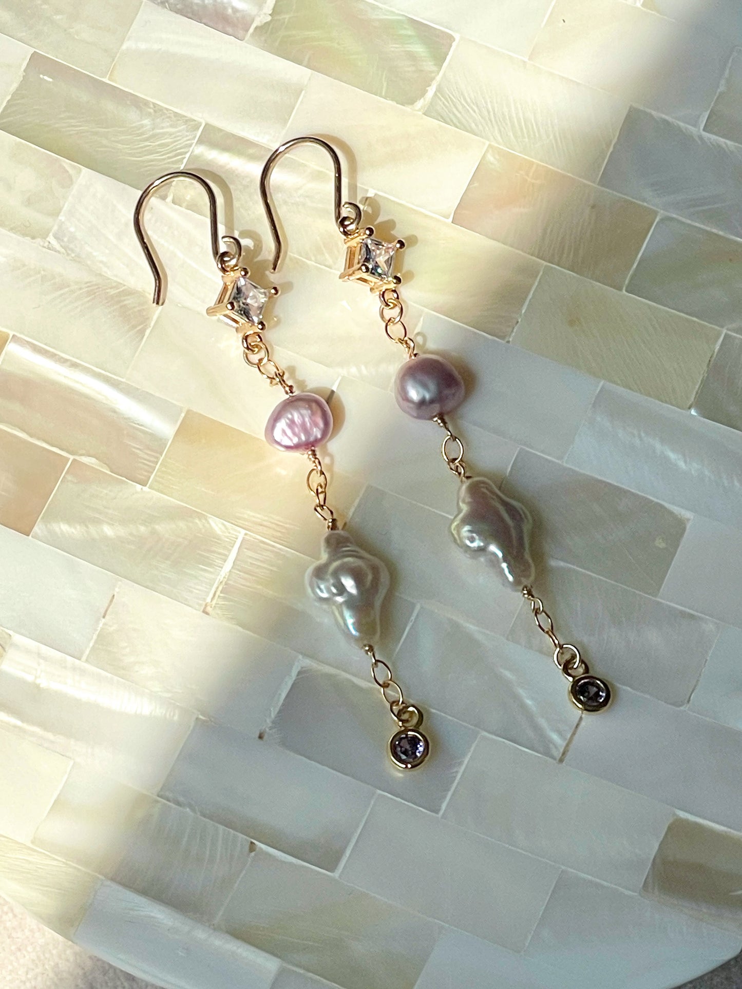 Gemstone Pearl Earrings