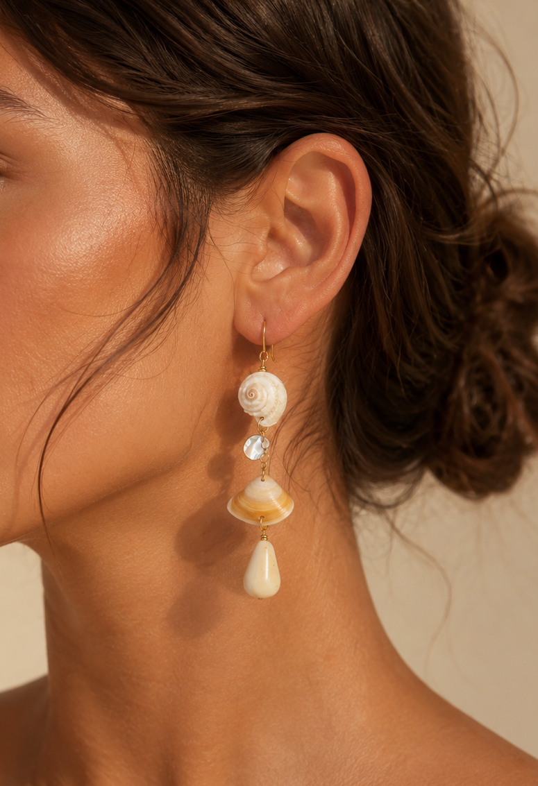 Asymmetrical Sea Shell Earrings