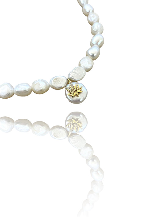 Pearl Leaf Choker Necklace