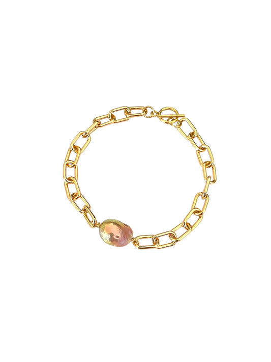 Gold Pearl Chain Bracelet