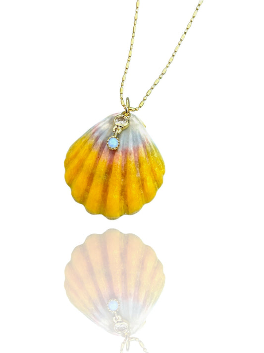 Sunrise Shell Blue Opal Necklace