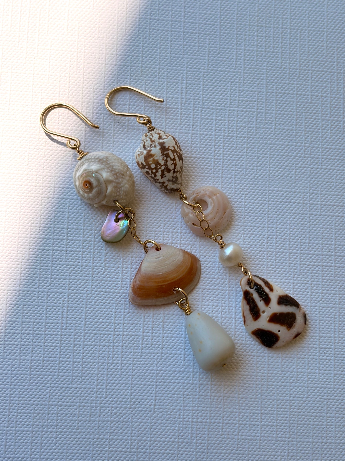 Asymmetrical Sea Shell Earrings