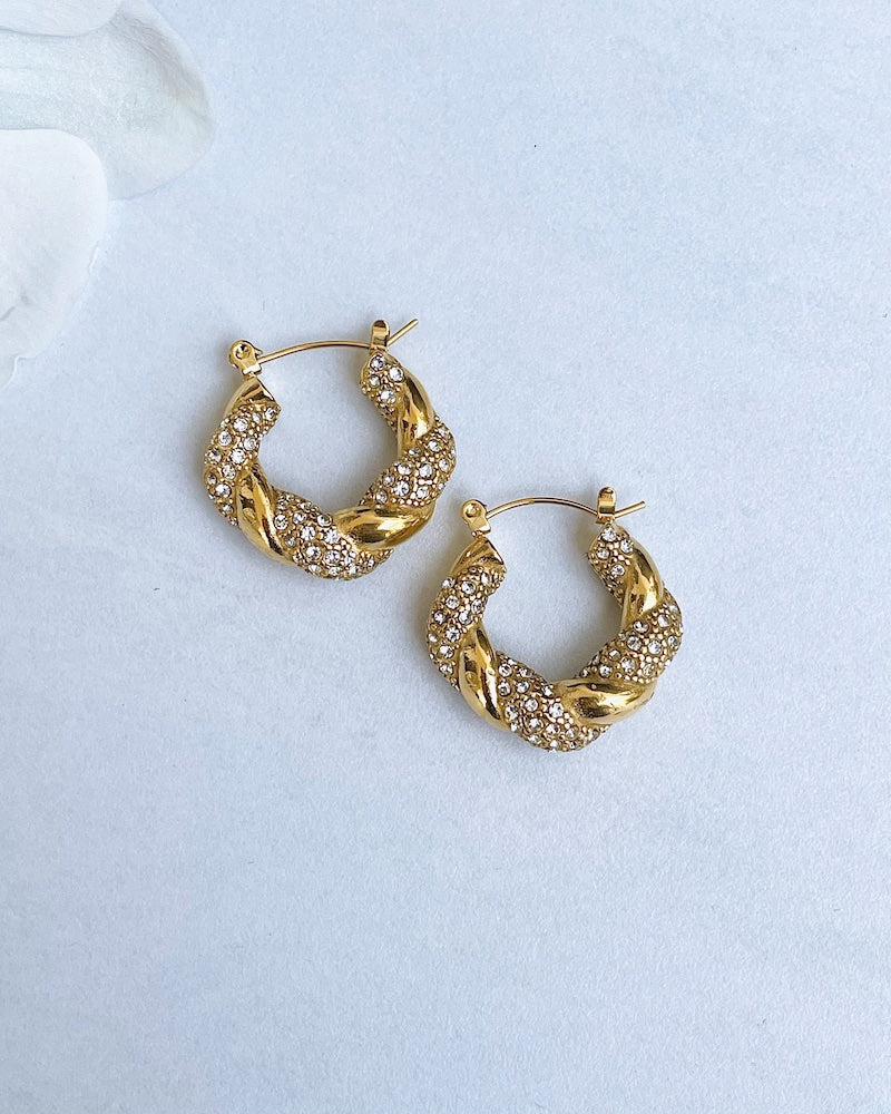 Croissant CZ Hoop Earrings