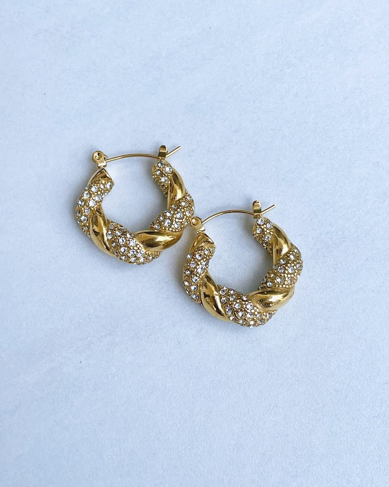 Croissant CZ Hoop Earrings