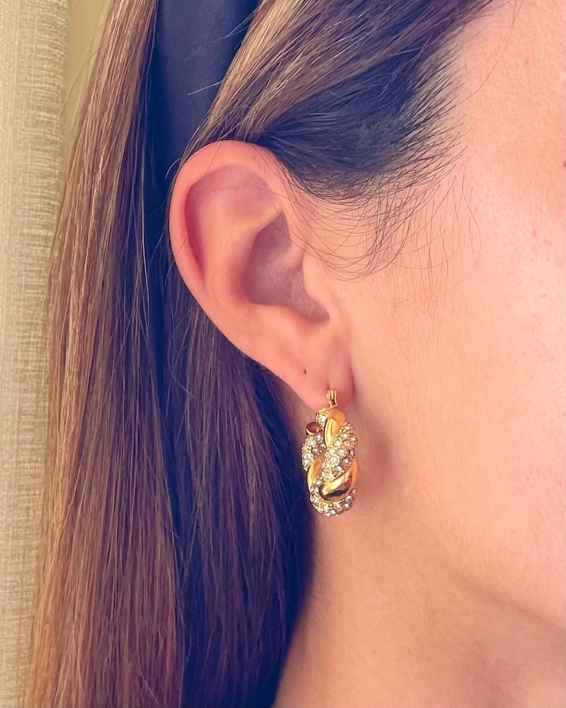 Croissant CZ Hoop Earrings