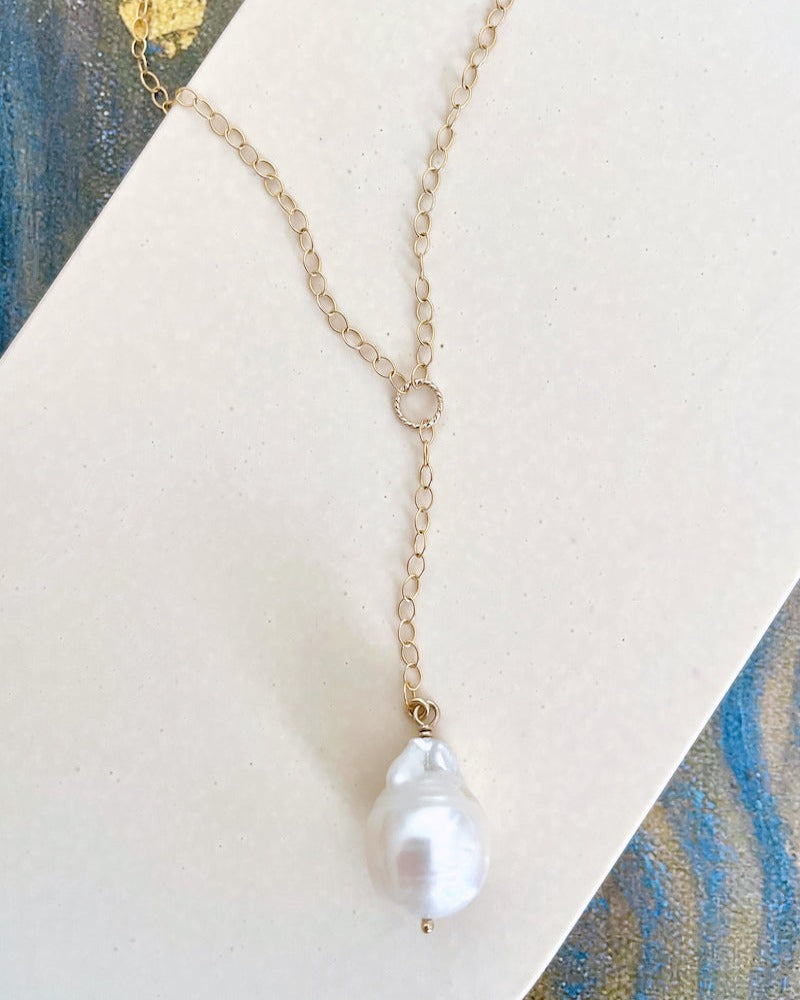 Baroque Pearl Lariat Necklace