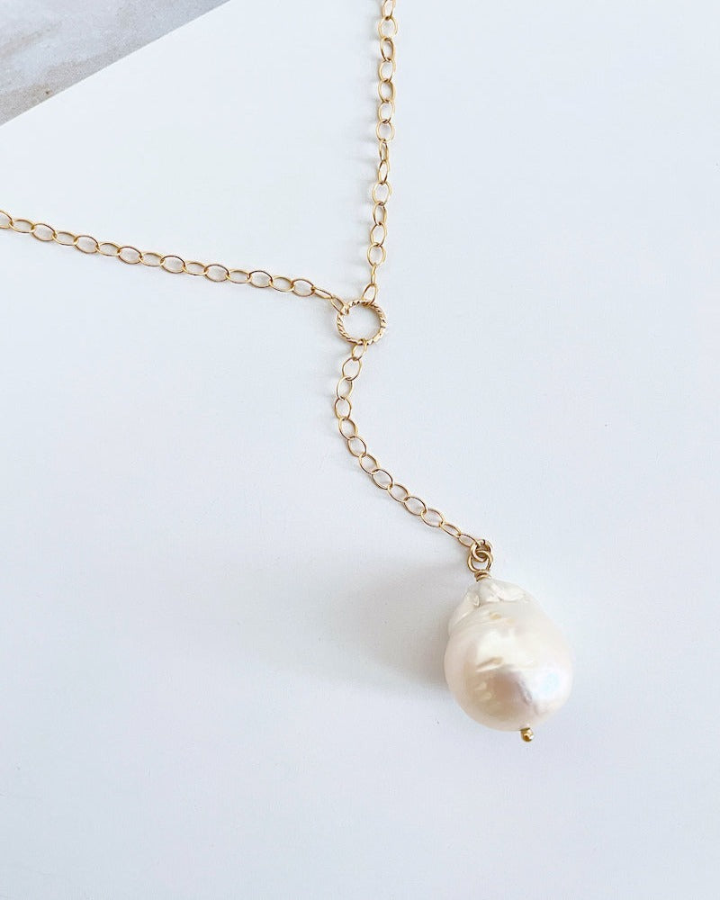 Baroque Pearl Lariat Necklace