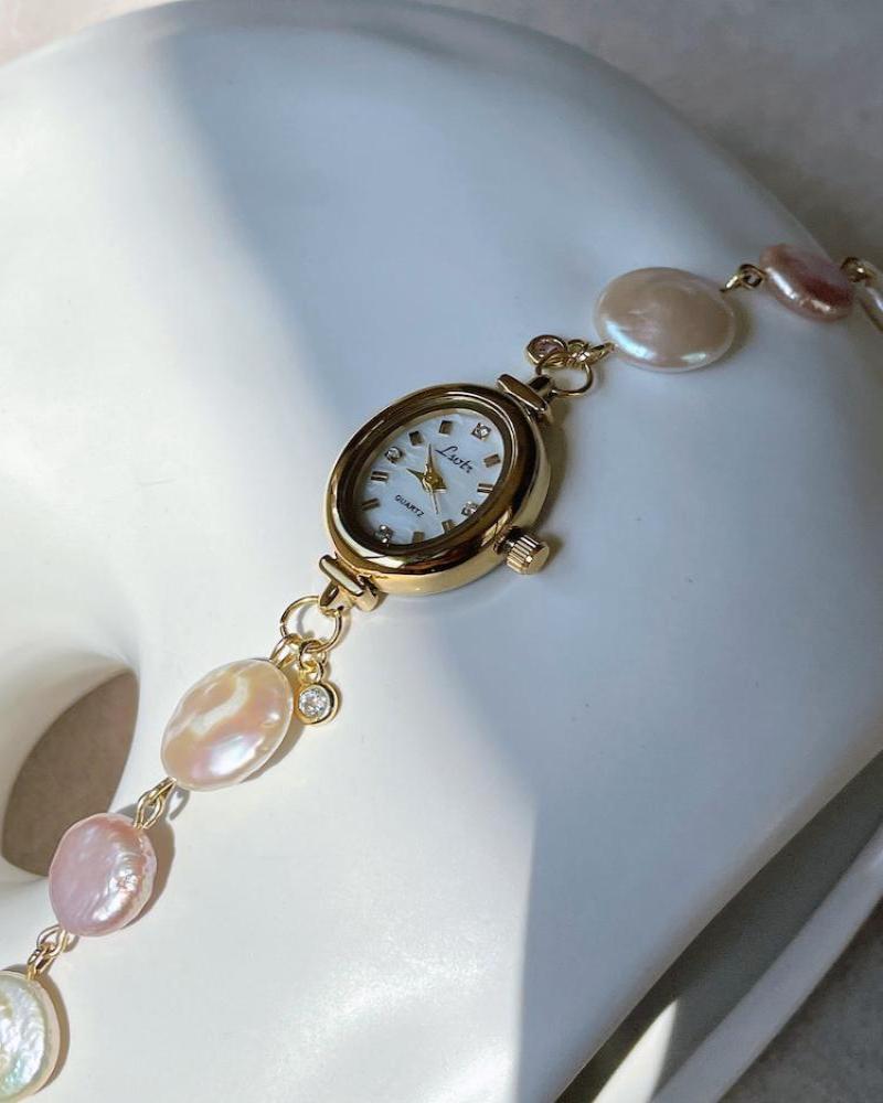 Vintage Gold Pearl Watch