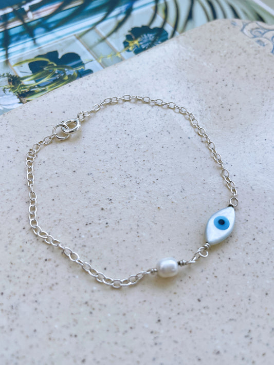 Silver Evil Eye Bracelet