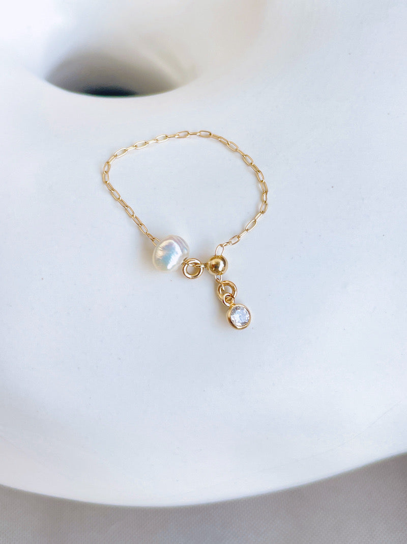 Adjustable Pearl Ring