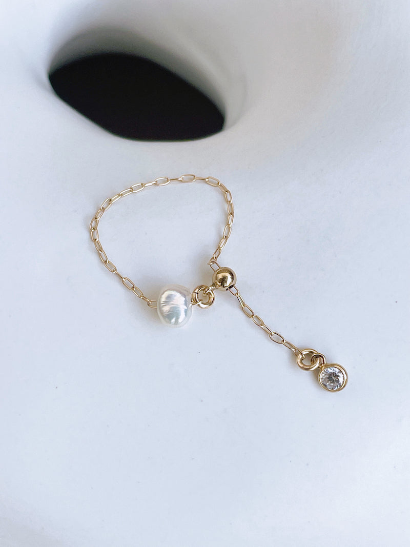 Adjustable Pearl Ring