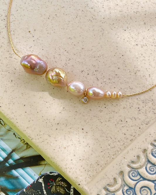 Baroque Pink Drop Pearl Necklace