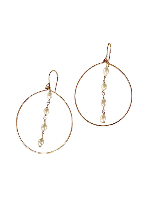 Gold Filled Pearl Hoops