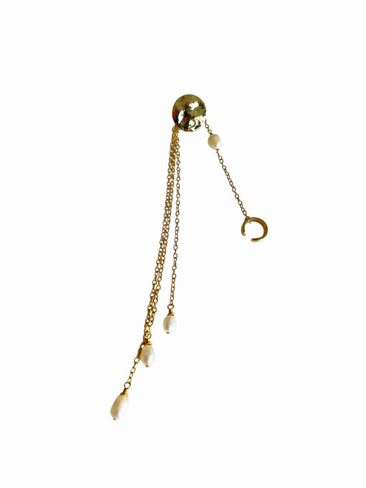 Ear Cuff Pearl Chain Earring