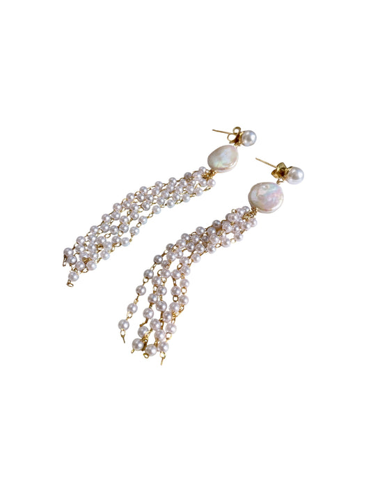 Coin Pearl Drop Earrings